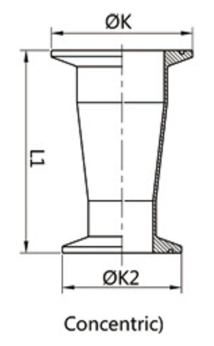 DT-4.1.3-3a Hygienic  Clam Joint Concentric And Eccentric Reducer