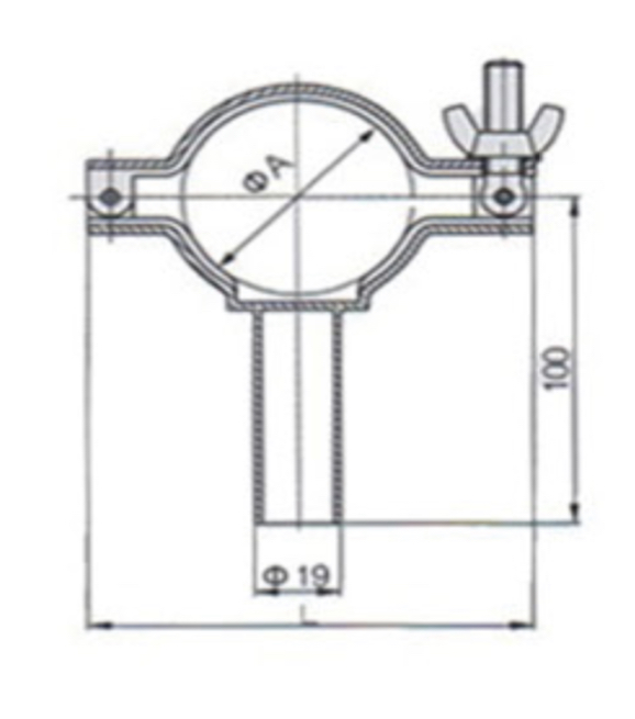 Round Hinge Pipe Hangers With OD19*1.5 mm long Base TH1