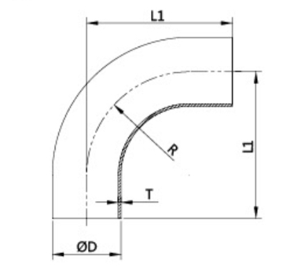L2S 90° Weld Elbow with tangents