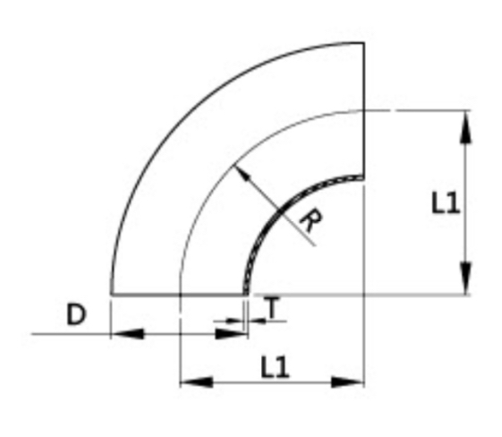 Din 11852 90° weld elbow